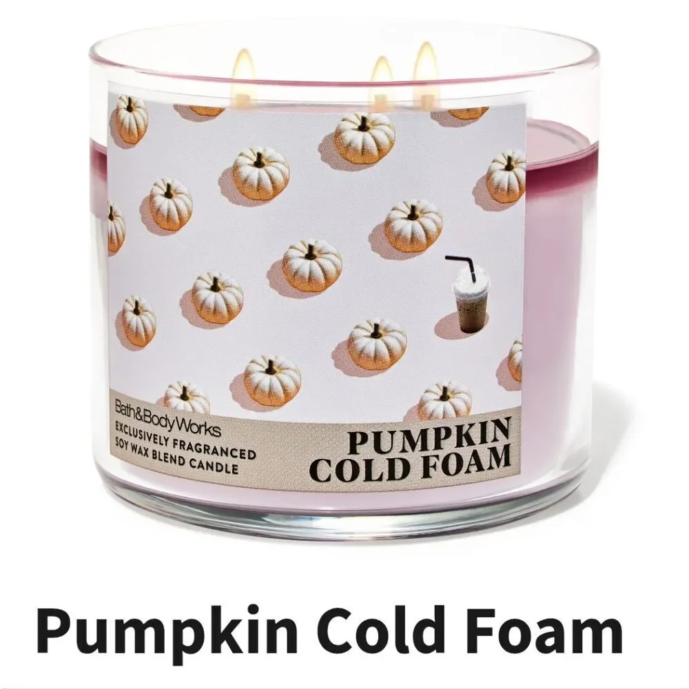 PUMPKIN COLD FOAM 3 WICK CANDLE Members Exclusive BATH & BODY WORKS New